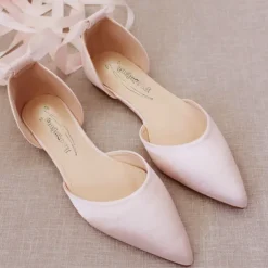 Women's Comfortable Satin Ribbon Tie Ballet Flats – Elegant Ivory Wedding Shoes for Brides and Bridesmaids, Perfect for Formal Events and Special Occasions