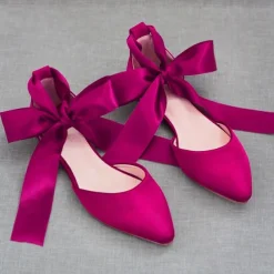 Women's Comfortable Satin Ribbon Tie Ballet Flats – Elegant Ivory Wedding Shoes for Brides and Bridesmaids, Perfect for Formal Events and Special Occasions