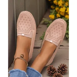 Women's Comfortable Slip-On Loafers – Soft Leather Casual Walking Flats with Stitch Detailing for Daily Wear, Travel and Errands