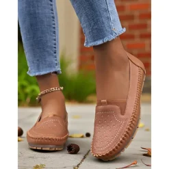 Women's Comfortable Slip-On Loafers – Soft Leather Casual Walking Flats with Stitch Detailing for Daily Wear, Travel and Errands