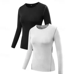 Women's Compression Shirt Athletic Shirt Gym Shirt Fitness Shirt Long Sleeve Tee Tshirt Casual Athleisure Fall Breathable Quick Dry Soft Gym Workout Running Walking Sportswear Activewear Solid Colored