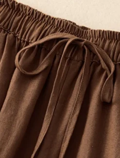 Women's Cotton Chinos Vintage Basic Full Length High Waist Plain Pocket Drawstring Comfort Outdoor Stretchy Vacation Street Causal White Yellow Khaki Beige Summer Spring Fall Loose Fit