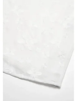 Women's Cotton Dress Sundress White Floral Midi Dress V-Neck Elegant Empire Waist Short Sleeve Ruched Pocket Summer Spring 2024 White Blue Green