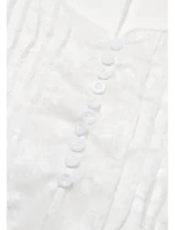 Women's Cotton Dress Sundress White Floral Midi Dress V-Neck Elegant Empire Waist Short Sleeve Ruched Pocket Summer Spring 2024 White Blue Green