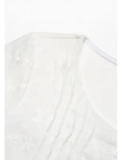 Women's Cotton Dress Sundress White Floral Midi Dress V-Neck Elegant Empire Waist Short Sleeve Ruched Pocket Summer Spring 2024 White Blue Green