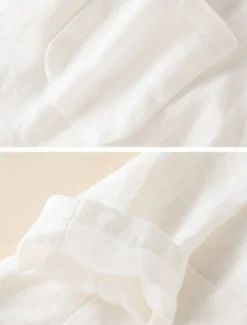 Women's Cotton Linen Blazer Comfortable Breathable Pocket Casual Plain Office Street Casual Daily Wear Single Breasted Regular Turndown Regular Fit Long Sleeve Outerwear White Green Beige Summer