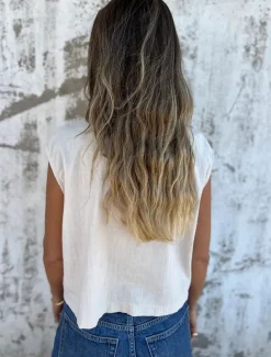 Women's Cotton Linen Camisole Tank Top Solid Color Basic Casual Short Sleeve Crew Neck Shirt Collar Regular Tops Daily Buttons Pocket White Navy Blue Apricot Light Blue Summer