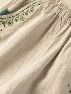 Women's Cotton Linen Pants Baggy Pants Chinos Fashion Streetwear Ethnic Style Full Length High Waist Floral Embroidered Pocket Elastic Waistband Comfy Soft Comfortable Micro-elastic Outdoor Street