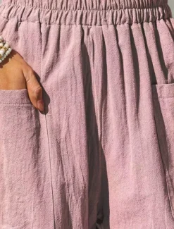 Women's Cotton Linen Pants Basic Full Length High Waist Plain Pocket Comfort Outdoor Micro-elastic Vacation Street Causal Black Pink Wine Navy Blue Summer Spring Fall Loose Fit