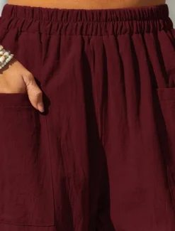 Women's Cotton Linen Pants Basic Full Length High Waist Plain Pocket Comfort Outdoor Micro-elastic Vacation Street Causal Black Pink Wine Navy Blue Summer Spring Fall Loose Fit