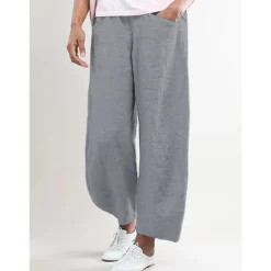 Women's Cotton Linen Pants Pants Trousers Baggy Pants Basic Casual Lounge Mid Waist Side Pockets Baggy Office Valentine's Day Daily Pink Red Dark Navy Green