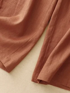 Women's Cotton Linen Pants Wide Leg Chinos Vacation Vintage Fashion Full Length High Waist Plain Pocket Comfort Outdoor Inelastic Vacation Street Daily Yellow Orange Beige Summer Spring Fall Regular