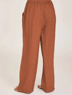 Women's Cotton Linen Pants Comfort Pure Color Pocket Elastic Waist Breathable Micro-elastic Home Black White Wine Navy Blue Summer