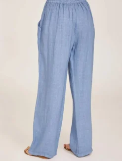 Women's Cotton Linen Pants Comfort Pure Color Pocket Elastic Waist Breathable Micro-elastic Home Black White Wine Navy Blue Summer