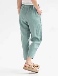 Women's Cotton Linen Pants Pants Trousers Palazzo Pants Fashion Streetwear Comfort Full Length High Waist Plain Elastic Waist Comfy Outdoor Comfortable Street Daily Wear Going out Dark Grey Black