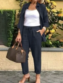 Women's Cotton Linen Sets Two Piece Sets Fashion Casual Comfort Home Daily Vacation Linen Summer Spring Home Outfits