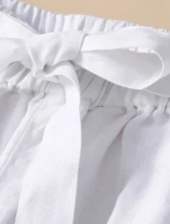 Women's Cotton Linen Shorts Shorts Slacks Casual Short Natural Plain Pocket Elastic Waist Outdoor Comfortable Vacation Holiday Apricot Black White Blue Summer Regular Fit