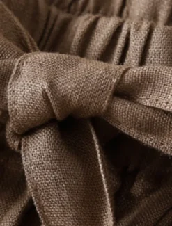 Women's Cotton Linen Shorts Shorts Slacks Casual Short Natural Plain Pocket Elastic Waist Outdoor Comfortable Vacation Holiday Apricot Black White Blue Summer Regular Fit