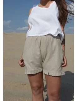 Women's Cotton Linen Shorts Shorts Slacks Casual Daily Casual Short Natural Plain Elastic Waist Comfy Comfortable Daily Wear Going out Wine Grey Black Pink Summer Regular Fit