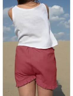 Women's Cotton Linen Shorts Shorts Slacks Casual Daily Casual Short Natural Plain Elastic Waist Comfy Comfortable Daily Wear Going out Wine Grey Black Pink Summer Regular Fit