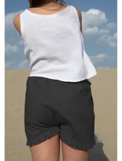 Women's Cotton Linen Shorts Shorts Slacks Casual Daily Casual Short Natural Plain Elastic Waist Comfy Comfortable Daily Wear Going out Wine Grey Black Pink Summer Regular Fit