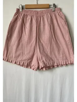 Women's Cotton Linen Shorts Shorts Slacks Casual Daily Casual Short Natural Plain Elastic Waist Comfy Comfortable Daily Wear Going out Wine Grey Black Pink Summer Regular Fit