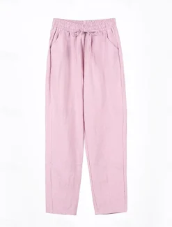 Women's Cotton Linen Shorts Linen-Inspired Pants Cotton Linen Pants Streetwear Simple Casual Long Mid Waist Plain Pocket Drawstring Baggy Breathable Soft Outdoor Micro-elastic Outdoor Vacation Casual
