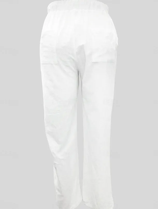 Women's Cotton Linen Shorts Linen-Inspired Pants Cotton Linen Pants Simple Classic & Timeless Full Length High Waist Solid Color Patchwork Pocket Drawstring Comfy Quick Dry Breathability Micro-elastic