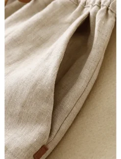 Women's Cotton Linen Shorts Shorts Slacks Streetwear Casual Short Natural Plain Pocket Elastic Drawstring Design Comfy Outdoor Comfortable Street Casual Daily Apricot Black Brown Summer Regular Fit