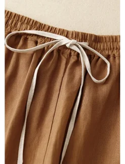 Women's Cotton Linen Shorts Shorts Slacks Streetwear Casual Short Natural Plain Pocket Elastic Drawstring Design Comfy Outdoor Comfortable Street Casual Daily Apricot Black Brown Summer Regular Fit