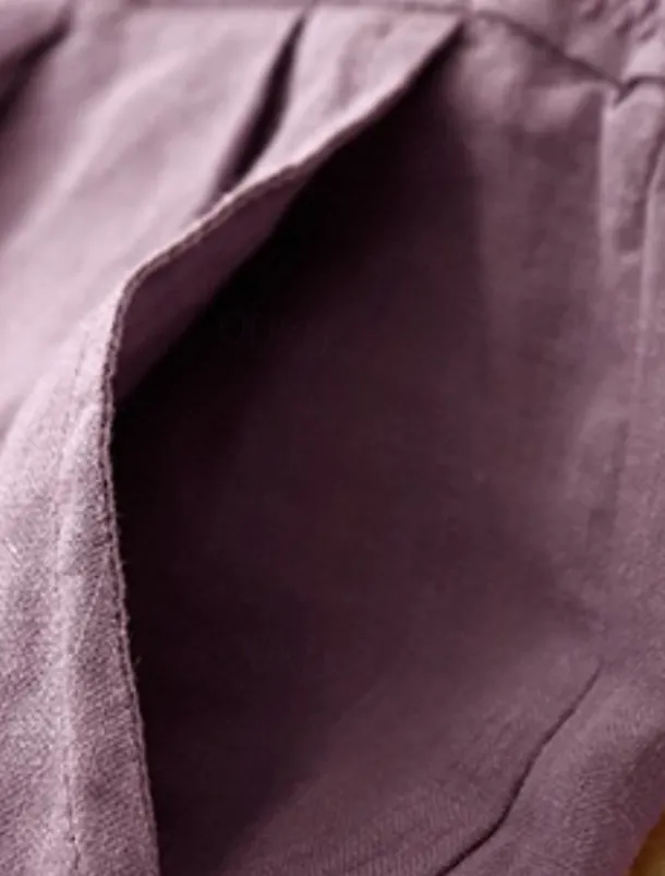 Women's Cotton Linen Shorts Shorts Slacks Casual Short Natural Flower Pocket Printing Comfy Comfortable Street Going out Sapphire Blue Dark Navy Purple Orange Summer Regular Fit