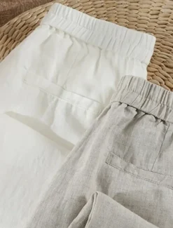 Women's Cotton Linen Wide Leg Chinos Ethnic Style Basic Casual Full Length Medium Waist Plain Pocket Comfort Outdoor Inelastic Causal Daily Black White Green Khaki Summer Spring Regular Fit