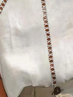 Women's Cotton Linen/Linen Like Shirt Solid Color Bohemia Daily Stylish Long Sleeve Shirt Collar Regular Tops Daily Holiday Going out Patchwork White Summer Spring