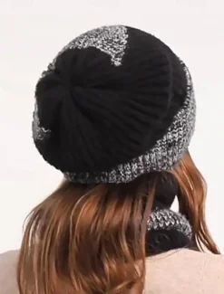 Women's Cozy and Stylish Knitted Beanie and Scarf Set with Fleece Lining and Ear Flaps - Warm and Cozy for Winter