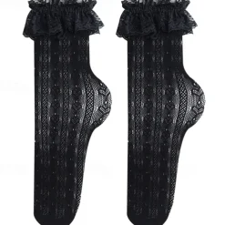 Women's Crew Socks Wedding Holiday Lace Sexy Lolita Elastic 1 Pair