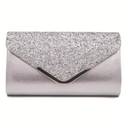 Women's Crossbody Bag Clutch Bags PU Leather for Evening Bridal Wedding Party with Chain Glitter Shine Fashion in Silver Black Pink