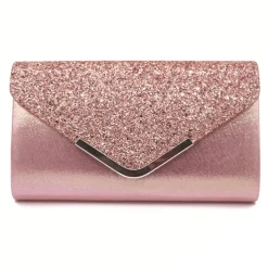Women's Crossbody Bag Clutch Bags PU Leather for Evening Bridal Wedding Party with Chain Glitter Shine Fashion in Silver Black Pink