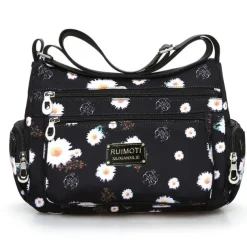 Women's Crossbody Bag Crossbody Bag Nylon Outdoor Daily Going out Print Waterproof Floral Print Flower Black Grey Black White