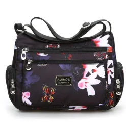Women's Crossbody Bag Crossbody Bag Nylon Outdoor Daily Going out Print Waterproof Floral Print Flower Black Grey Black White