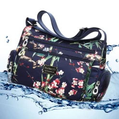 Women's Crossbody Bag Crossbody Bag Nylon Outdoor Daily Going out Print Waterproof Floral Print Flower Black Grey Black White