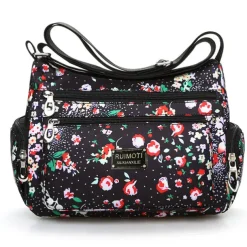 Women's Crossbody Bag Crossbody Bag Nylon Outdoor Daily Going out Print Waterproof Floral Print Flower Black Grey Black White