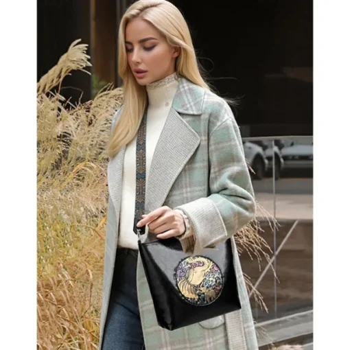 Women's Crossbody Bag Hobo Bag Shoulder Bags PU Leather Shopping Casual Daily Zipper Wide shoulder straps Large Capacity Lightweight Elephant Patchwork Brown