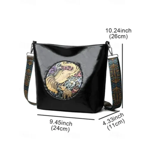Women's Crossbody Bag Hobo Bag Shoulder Bags PU Leather Shopping Casual Daily Zipper Wide shoulder straps Large Capacity Lightweight Elephant Patchwork Brown