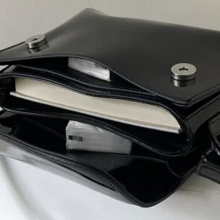 Women's Crossbody Bag Patent Leather PU Leather Office Daily Waterproof Breathable Durable Solid Color Black Red