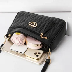 Women's Crossbody Bag Shoulder Bag Hobo Bag PU Leather Outdoor Daily Holiday Buttons Tassel Zipper Large Capacity Waterproof Lightweight Solid Color Quilted ArmyGreen Yellowish brown Maroon Red