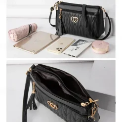 Women's Crossbody Bag Shoulder Bag Hobo Bag PU Leather Outdoor Daily Holiday Buttons Tassel Zipper Large Capacity Waterproof Lightweight Solid Color Quilted ArmyGreen Yellowish brown Maroon Red