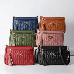 Women's Crossbody Bag Shoulder Bag Hobo Bag PU Leather Outdoor Daily Holiday Buttons Tassel Zipper Large Capacity Waterproof Lightweight Solid Color Quilted ArmyGreen Yellowish brown Maroon Red