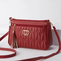 Women's Crossbody Bag Shoulder Bag Hobo Bag PU Leather Outdoor Daily Holiday Buttons Tassel Zipper Large Capacity Waterproof Lightweight Solid Color Quilted ArmyGreen Yellowish brown Maroon Red