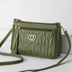 Women's Crossbody Bag Shoulder Bag Hobo Bag PU Leather Outdoor Daily Holiday Buttons Tassel Zipper Large Capacity Waterproof Lightweight Solid Color Quilted ArmyGreen Yellowish brown Maroon Red