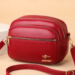 Women's Crossbody Bag Shoulder Bag Dome Bag PU Leather Shopping Daily Zipper Large Capacity Waterproof Lightweight Solid Color Black Red Purple